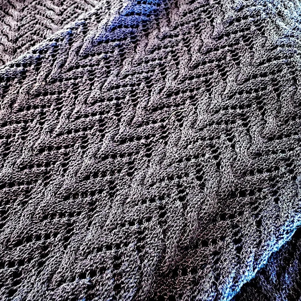 TRINA TURK blue herringbone open weave cotton/nylon cardigan, size small